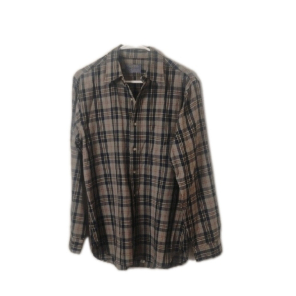 Pendleton Wool Navy and Beige Plaid Shirt